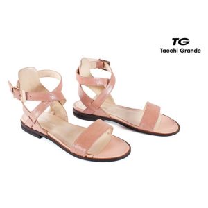 Women's leather high sandals pink