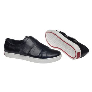 Sneakers female black large sizes made of leather with Velcro buy in Kiev