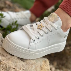 Sneakers women's leather with a straight sole