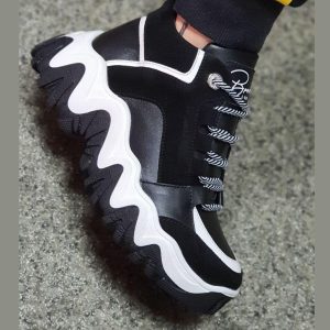 Women's black demi-season autumn leather sneakers buy in Ukraine